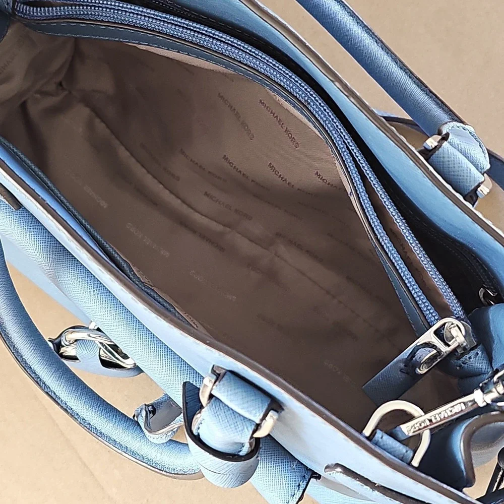 MICHAEL Michael Kors‎ Blue Saffiano Leather Large Emma Satchel